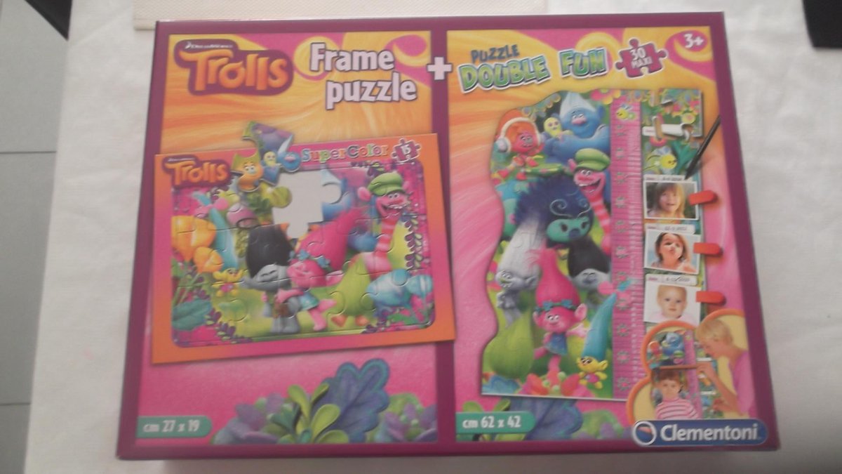 Clementoni Trolls Puzzel 2 in 1 (Raampuzzel 15 delig + Maxi Puzzel 30 delig)