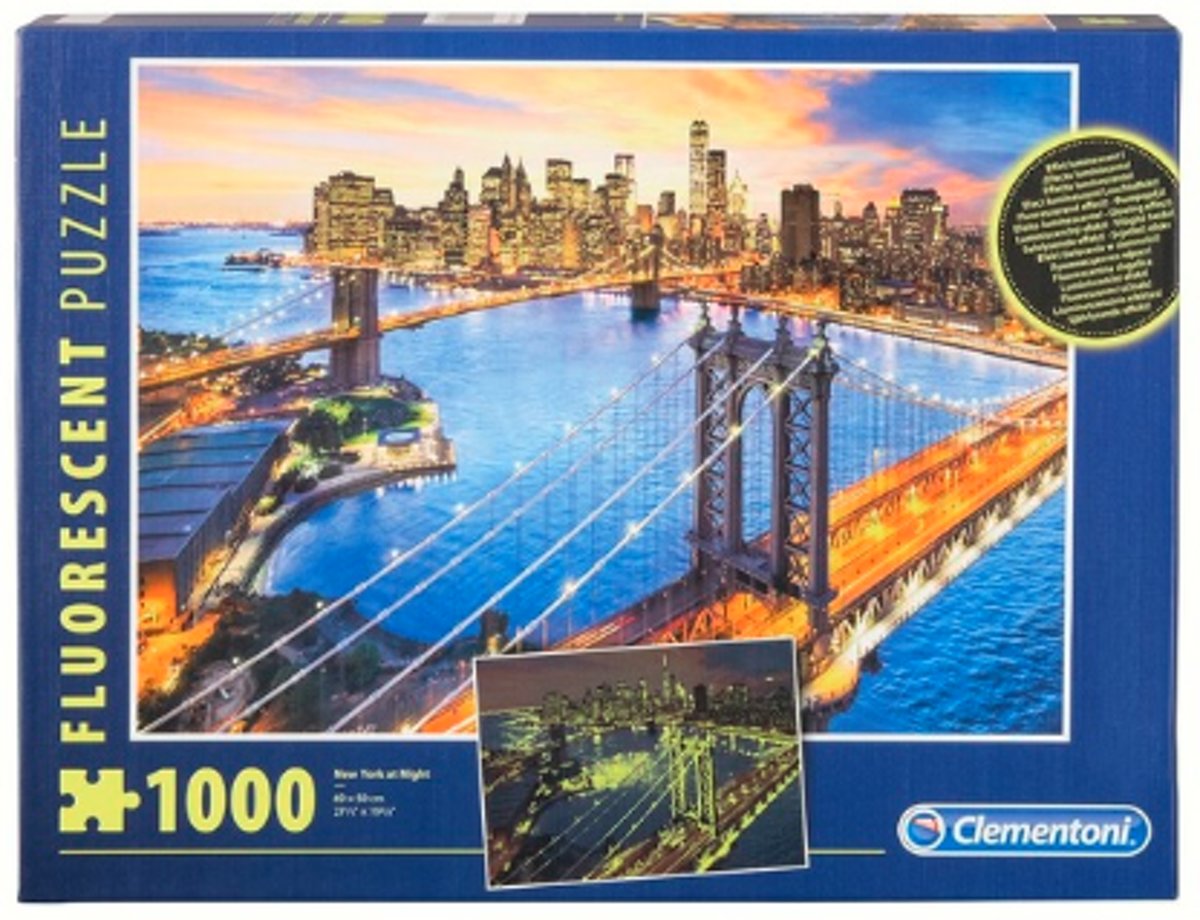 Clementoni glow in the dark puzzel 1000 stukje New York at night