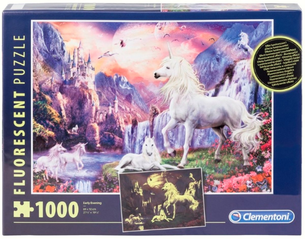 Clementoni glow in the dark puzzel 1000 stukjes Eenhoorn