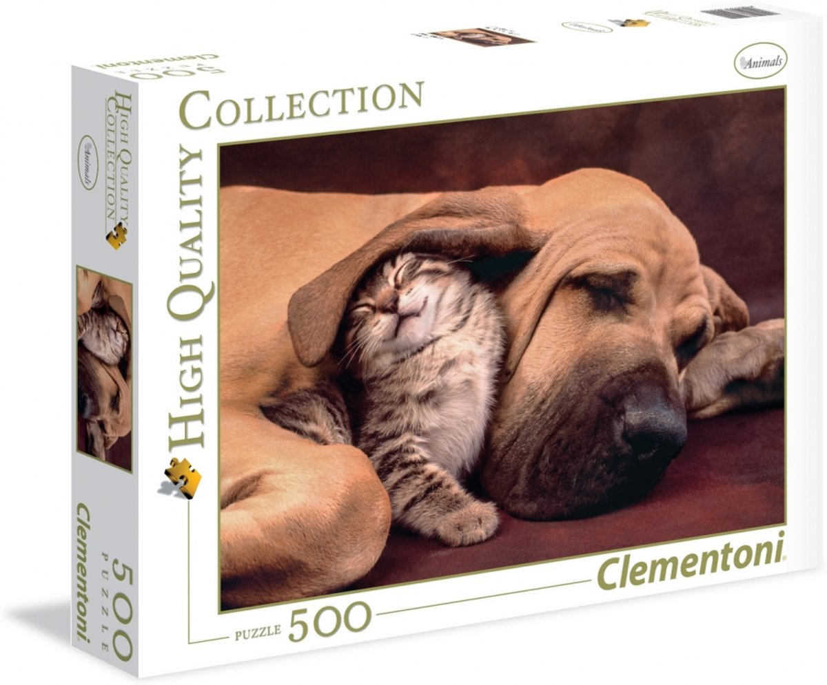 Clementoni legpuzzel High Quality Collection - Hond en Katje 500 stukjes