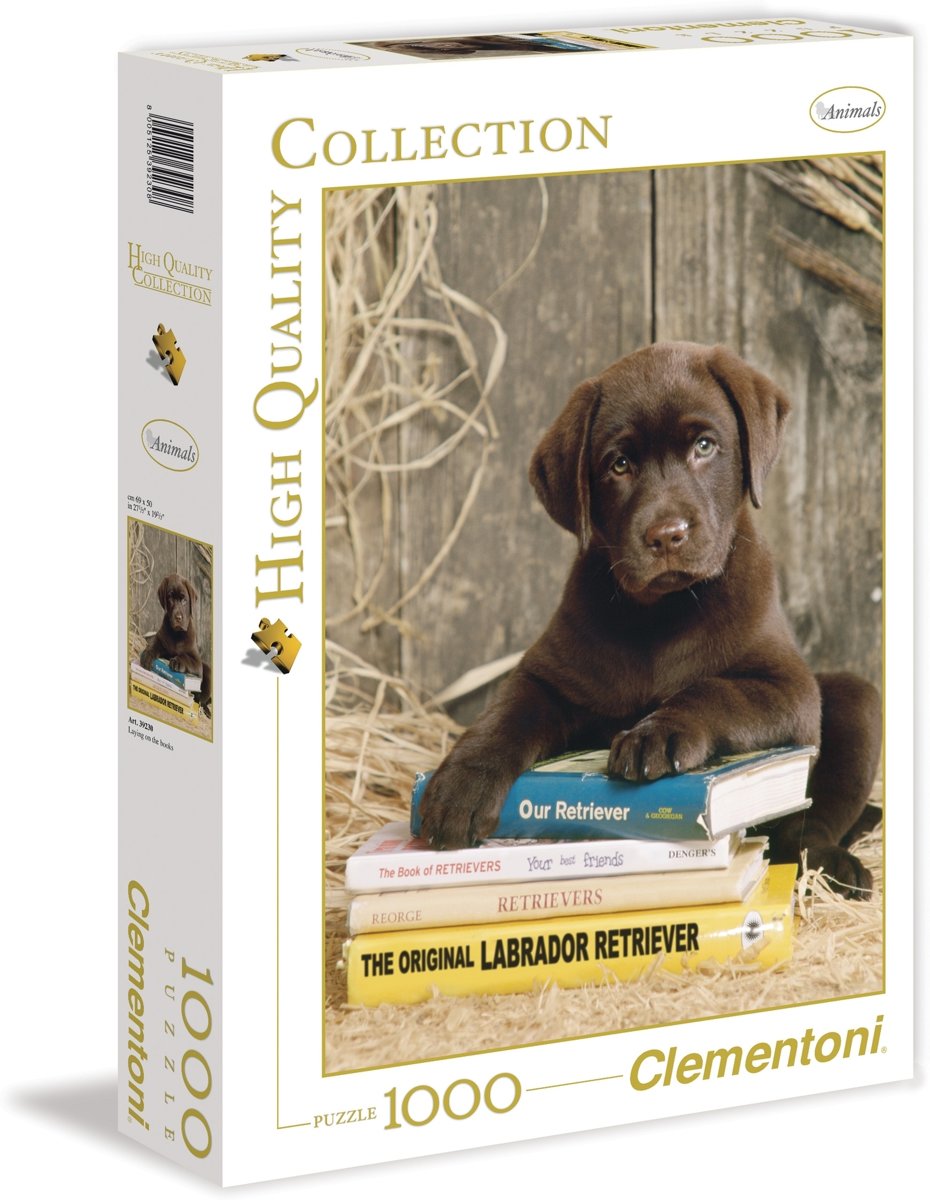 Clementoni puzzel Labrador Retriever on the books 1000stuk(s)