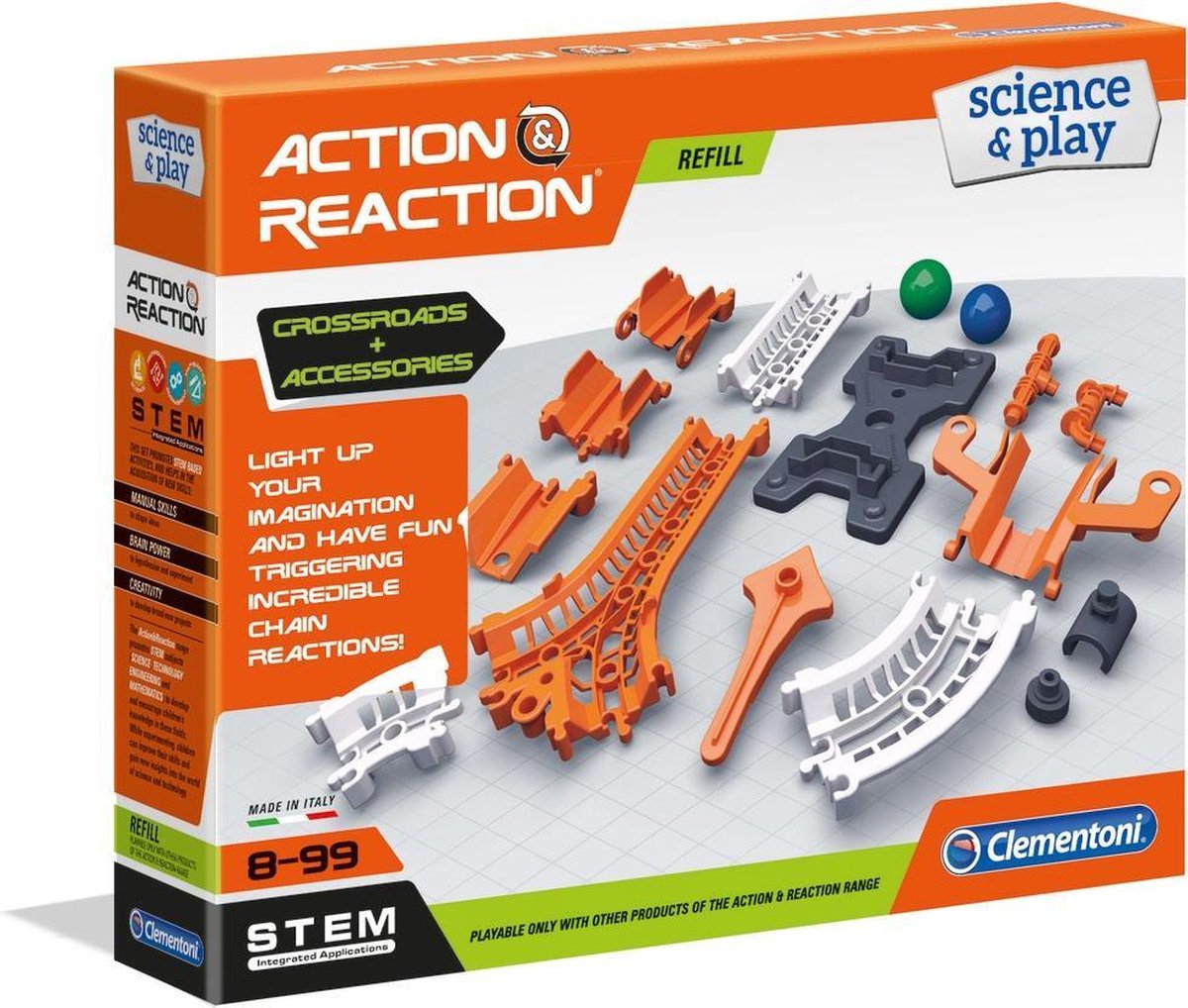 Clementoni speelset Action & Reaction junior 13-delig + 55 delige uitbreiding