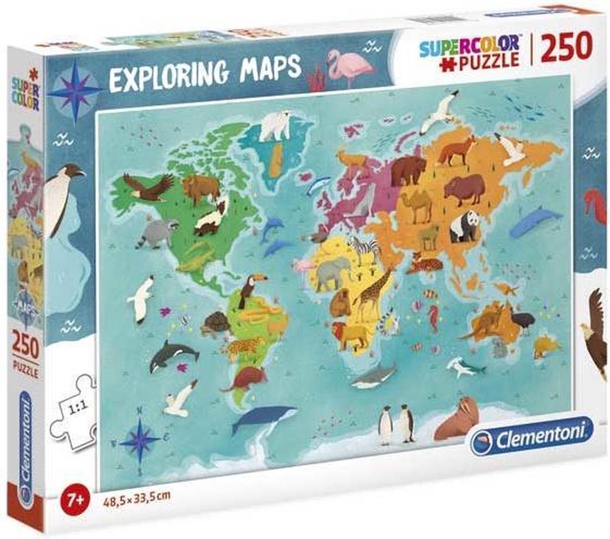 legpuzzel Exploring Maps: Dieren 250 stukjes