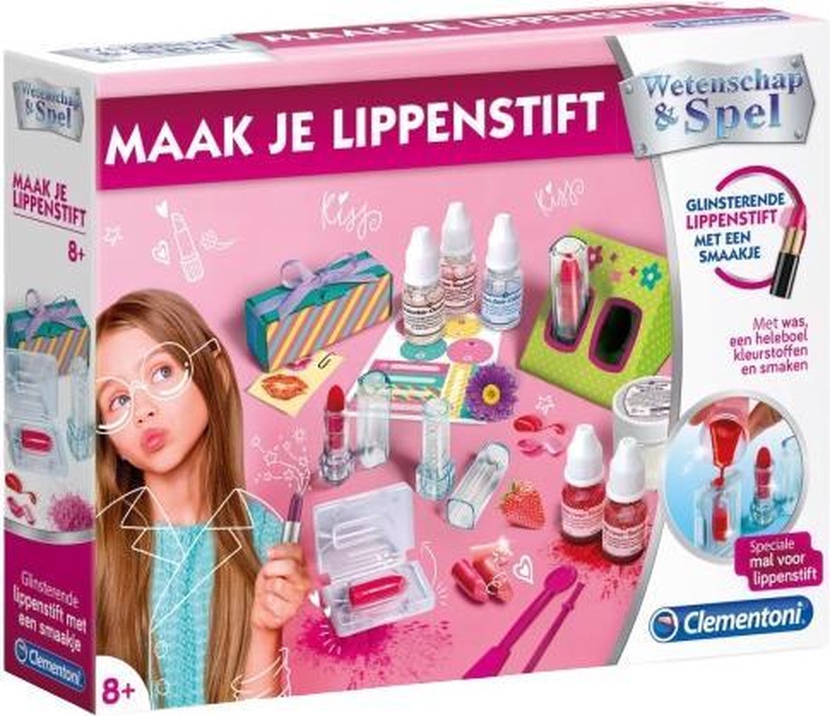 maak je eigen Lippenstift meisjes roze 19-delig