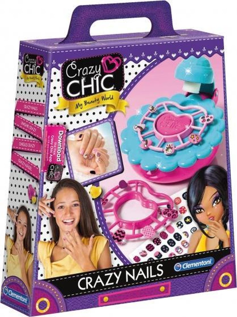 nagelstudio Crazy Chic blauw/roze 5-delig