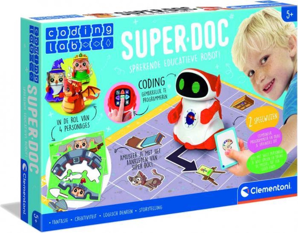 robot Coding Lab SuperDoc junior 42 cm wit/rood