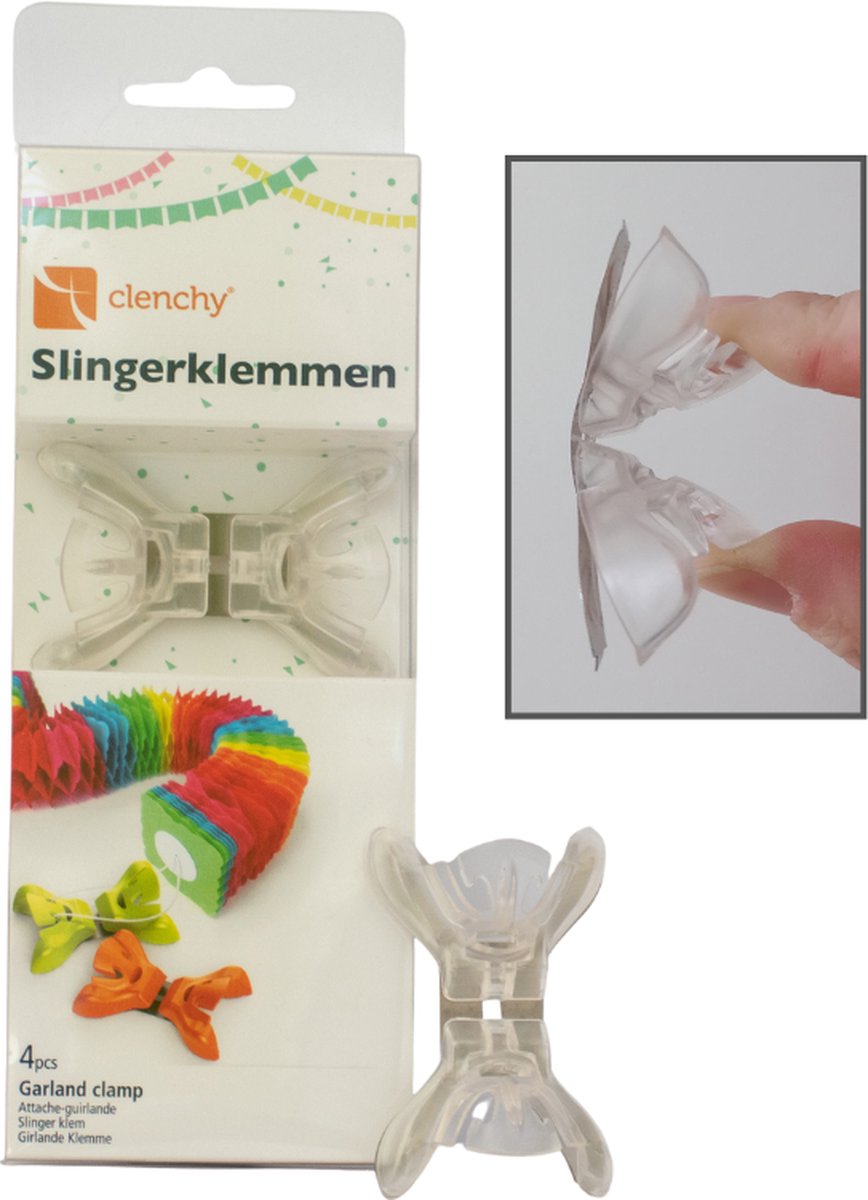 Slingerklemmen transparant (4 stuks), om makkelijk je slingers op te hangen