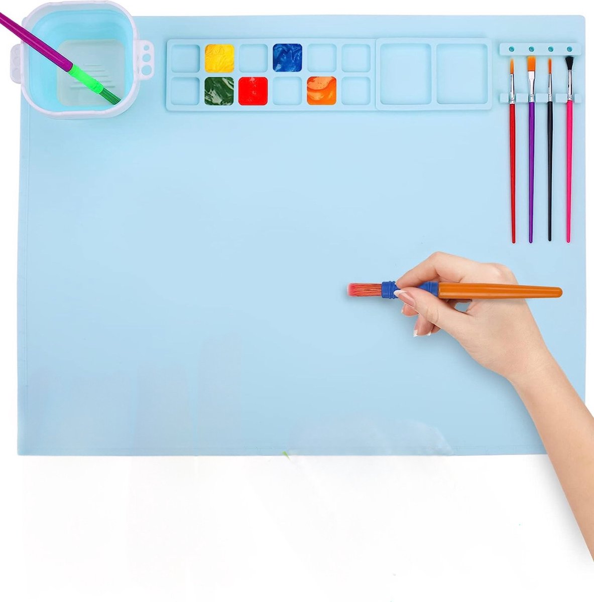 Cliste Tekenmat - Verfmat - Blauw - Verfplacemat - Verven - Kinderen- Art Set - Creativiteitsdoos voor kinderen - Knutselen- Knutselplacemat- Kinder placemet- Verfmat - Siliconen