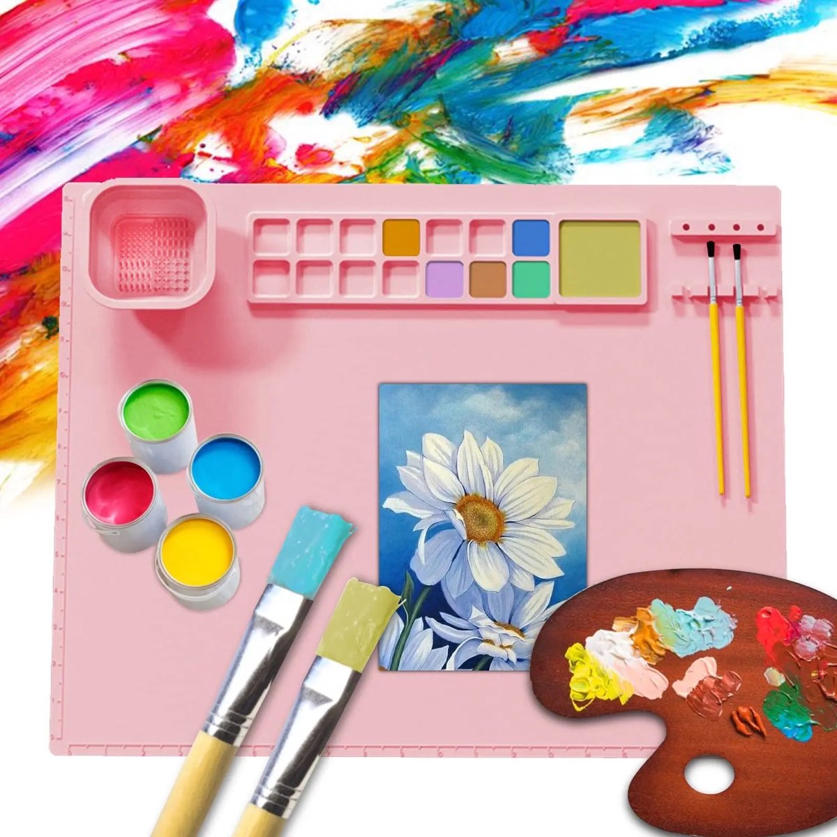 Cliste Tekenmat - Verfmat - Roze - Verfplacemat - Verven - Kinderen- Art Set - Creativiteitsdoos voor kinderen - Knutselen- Knutselplacemat- Kinder placemet- Verfmat - Siliconen