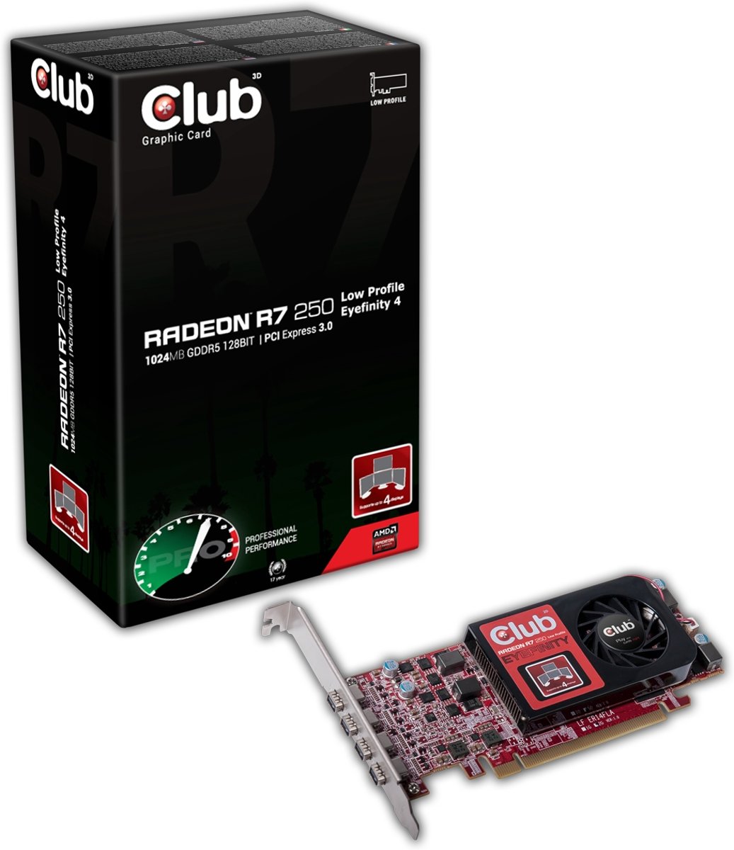 CLUB3D Radeon R7 250 Eyefinity4 lowProfile AMD Radeon R7 250 2GB