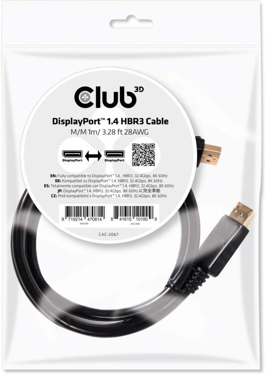 Cable C3D display port 1.4 HBR3 1m black