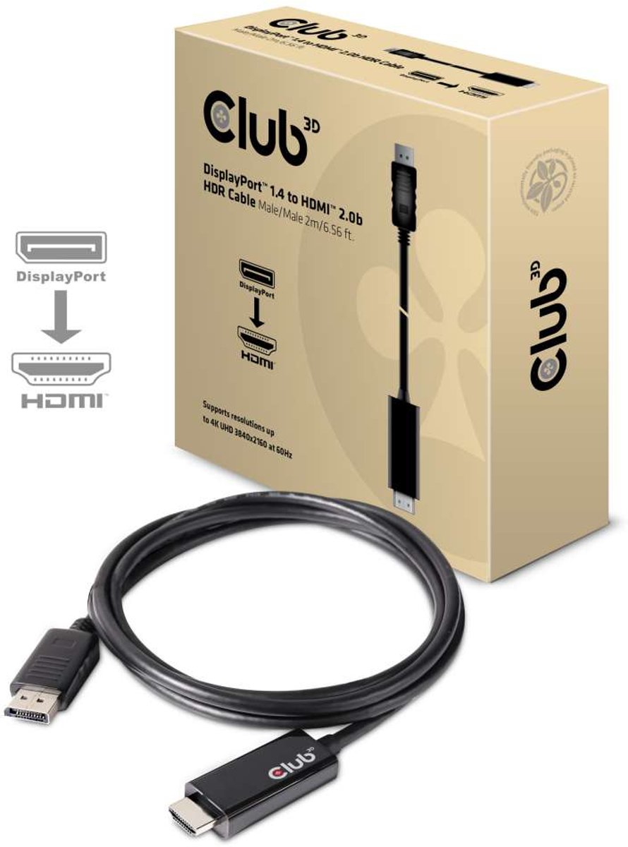 Club3D DisplayPort 1.4 to HDMI 2.0b Active Cable Male/Male 2meter