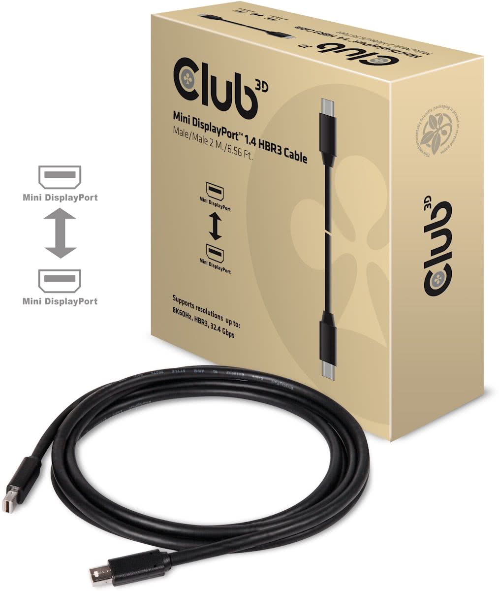 Club3D Mini Displayport 1.4 HBR3 Kabel 2Meter 8K60Hz