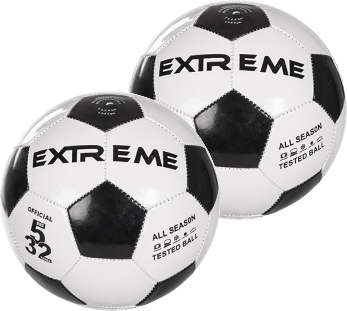 CM voetbal bal - 2x - PVC - classic - zwart/wit - 21 cm - speelgoed - buiten - maat 5