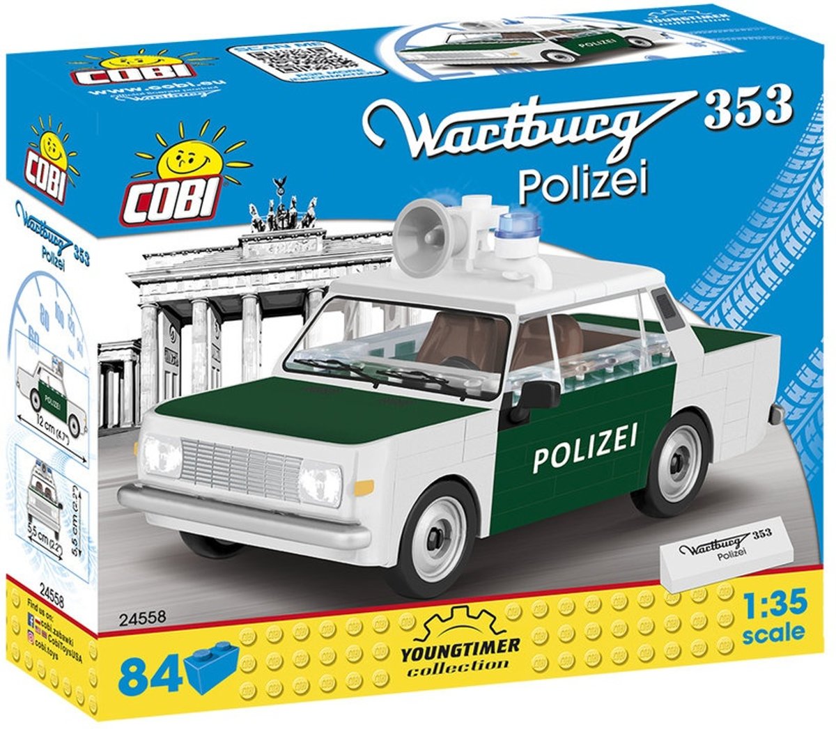 Cobi Youngtimer Bouwpakket Politiewagen Wit/groen 84-delig