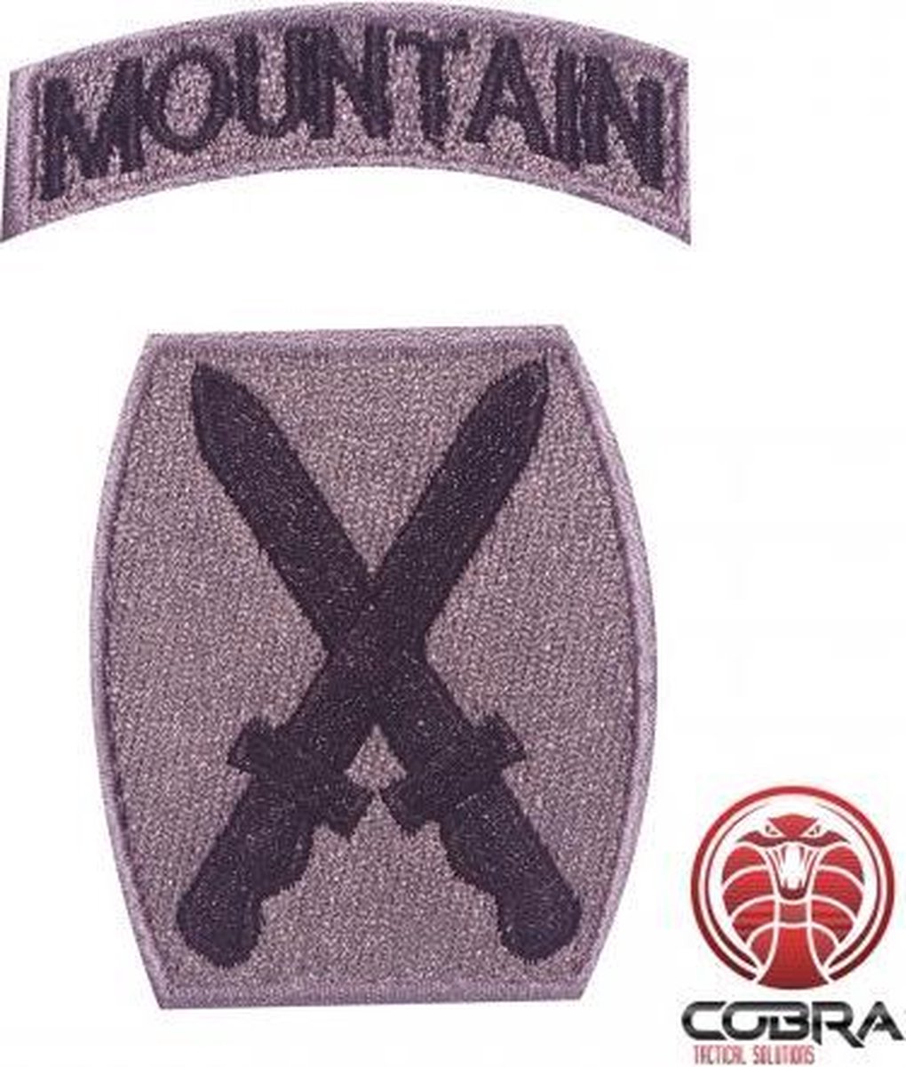 10th Mountain Division met tab silver geborduurde militaire patch met velcro