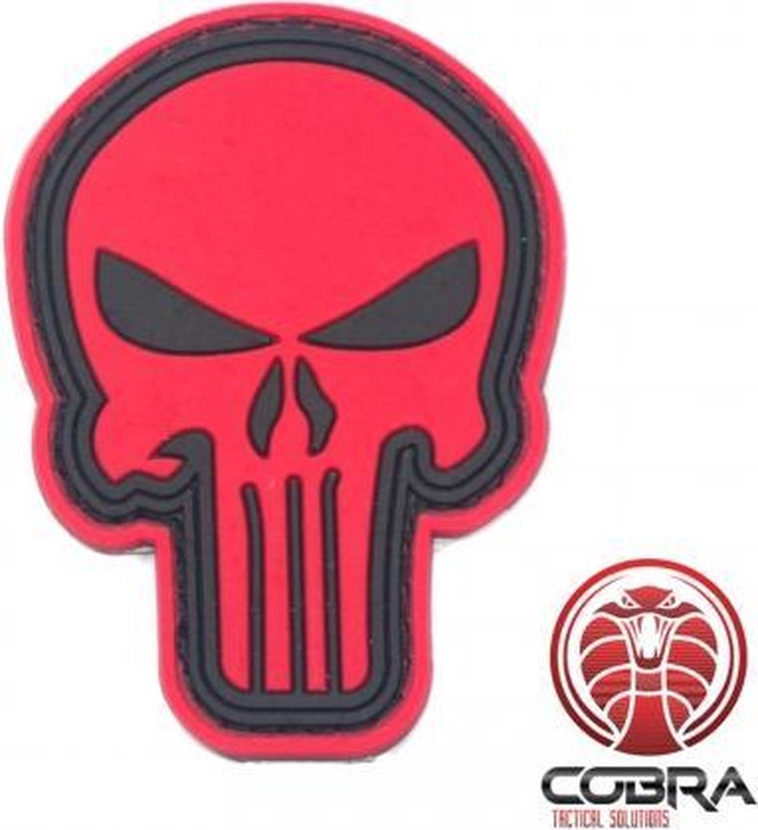 3D PVC embleem The Punisher Rood Medium met klittenband