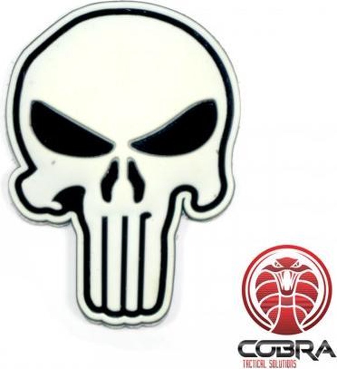 3D PVC embleem The Punisher Wit Large met klittenband