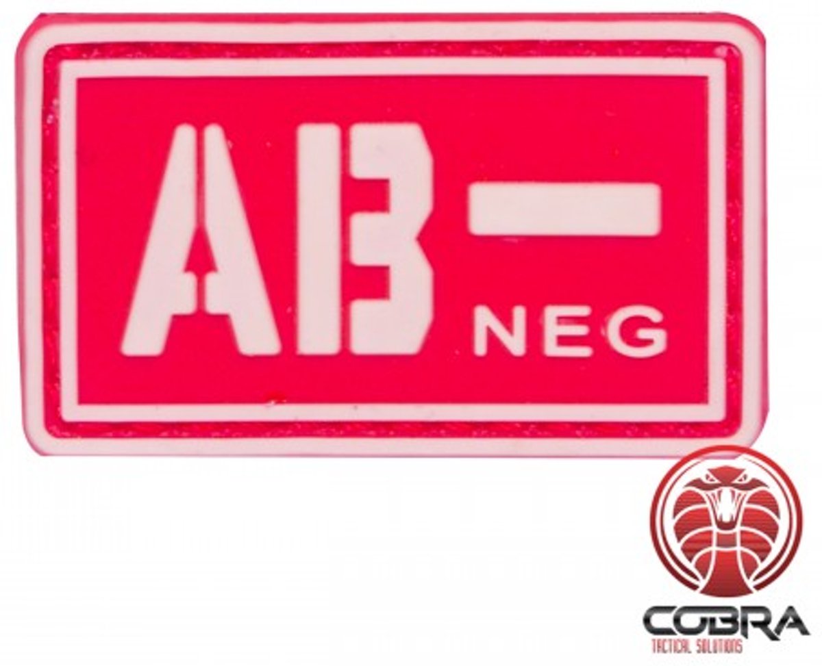 AB- NEG bloedgroep PVC Militaire rode patch met velcro