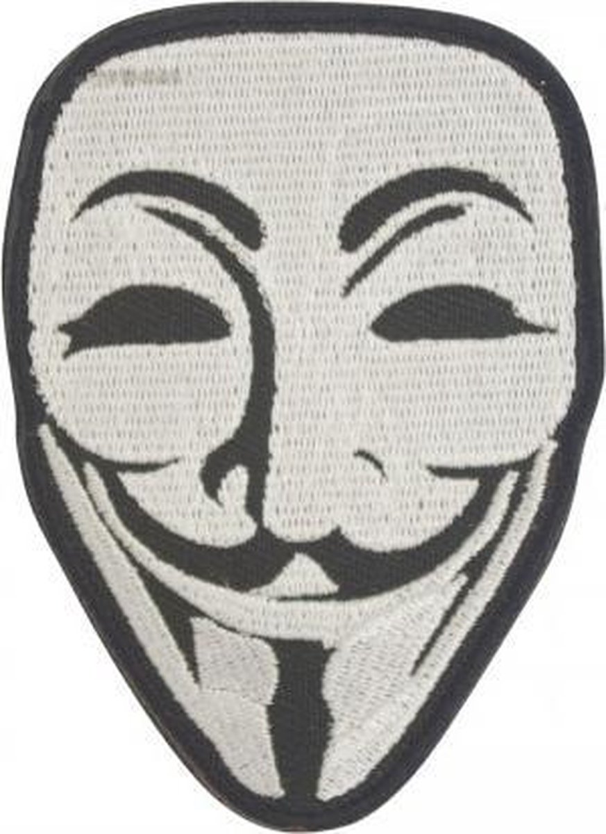 Anonymous Guy Fawkes Masker Geborduurde patch met klittenband