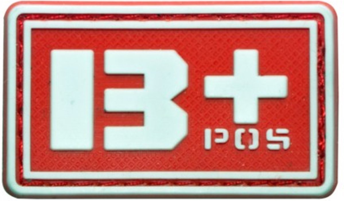 B+ POS blood type 3D PVC Military patch red with velcro