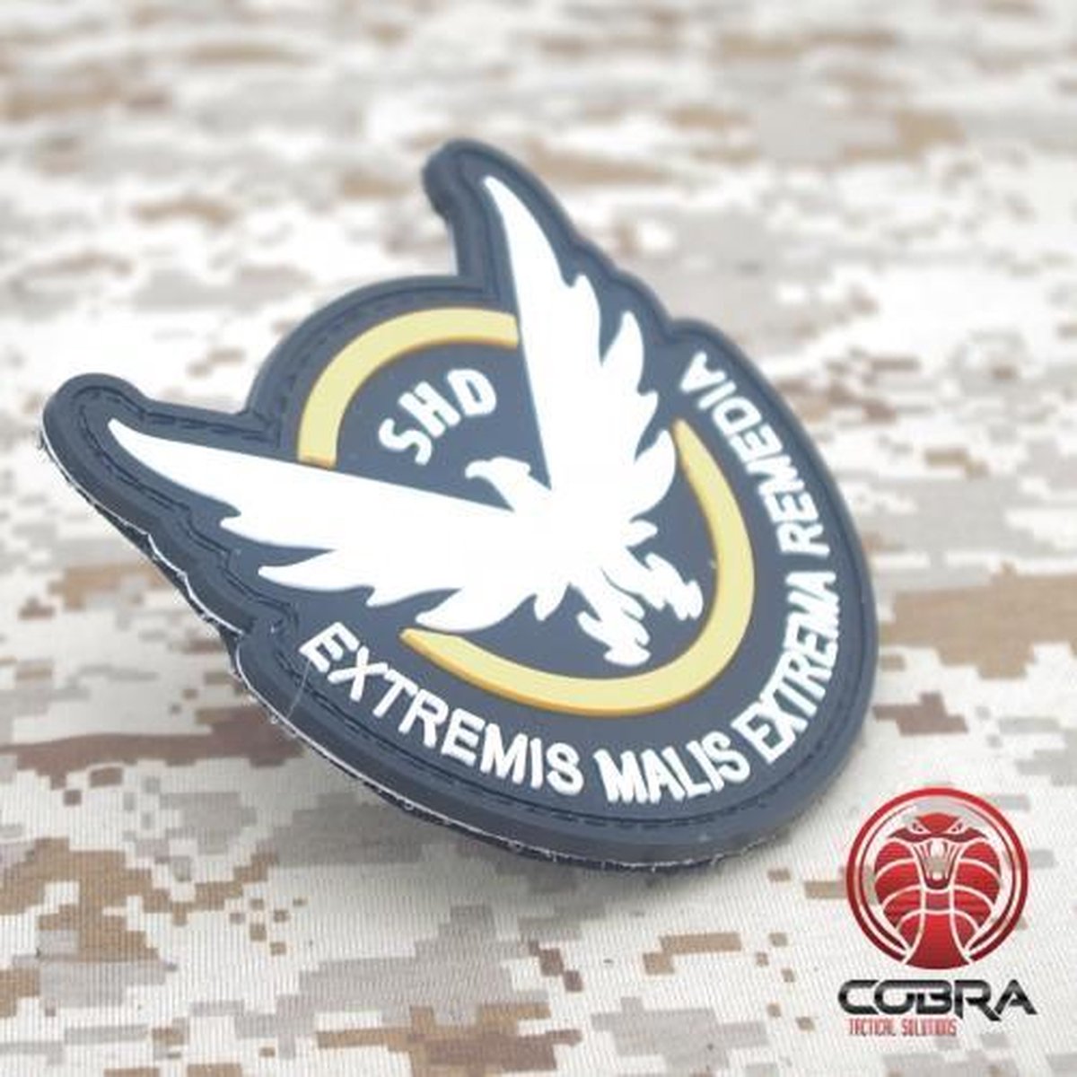 Eagle Team Shield Agent Extremis Malis Extrema Remedia PVC Patch Oranje zwart met klittenband