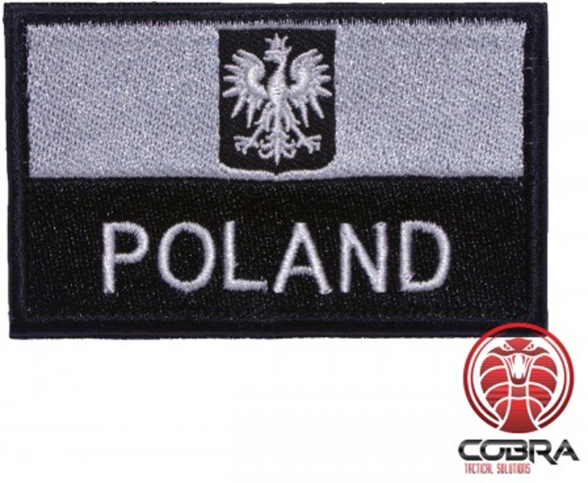 Geborduurde patch vlag Polen Grijs met klittenband