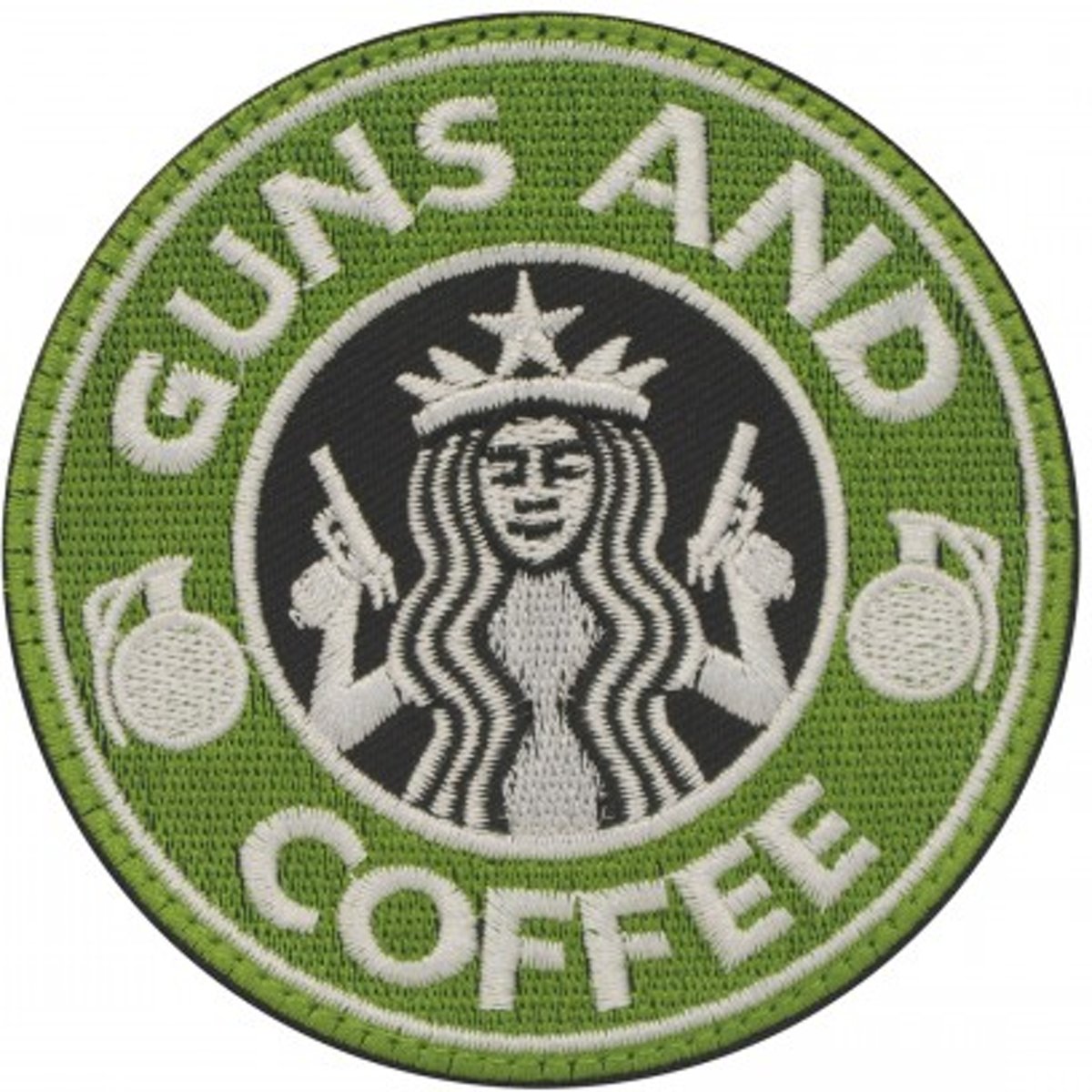 Guns & Coffee Geborduurde Patch met klittenband