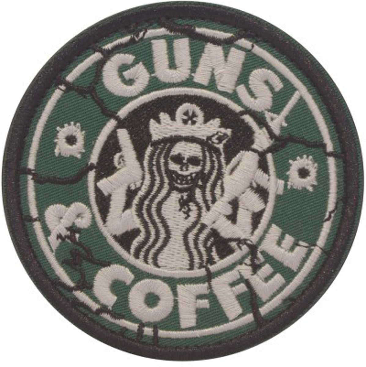 Guns & Coffee Geborduurde Patch met klittenband