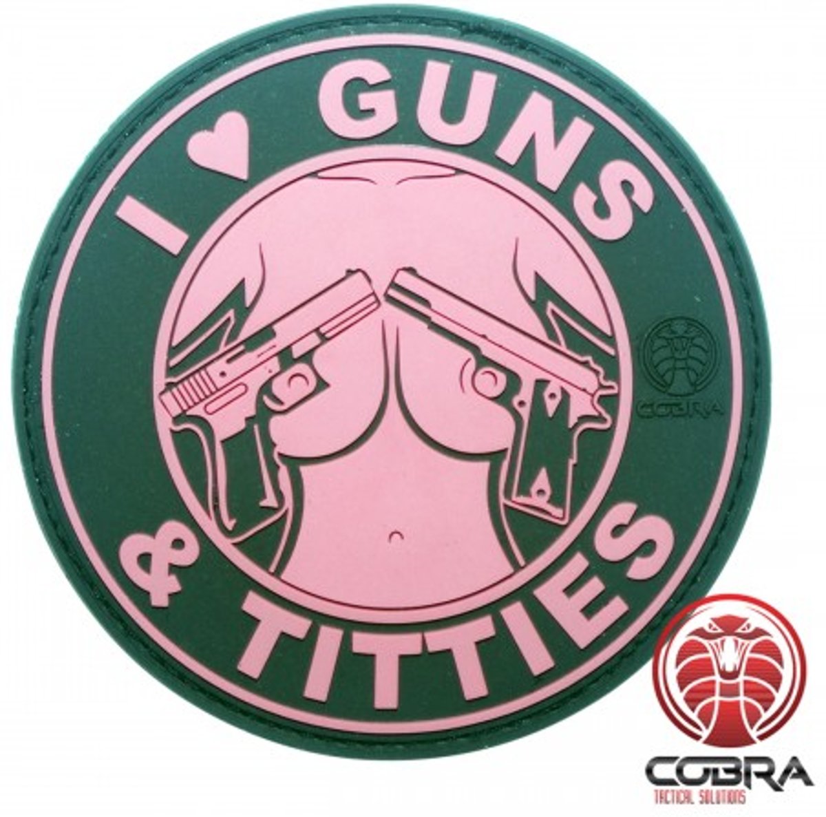 I Love Guns & Titties roze PVC Patch met klittenband