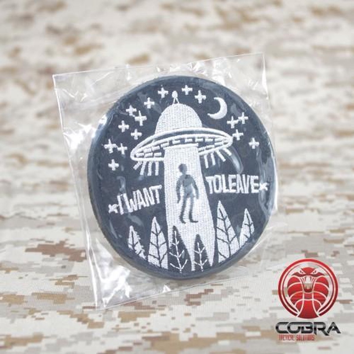 I want to believe UFO abduction patch zwart met klittenband