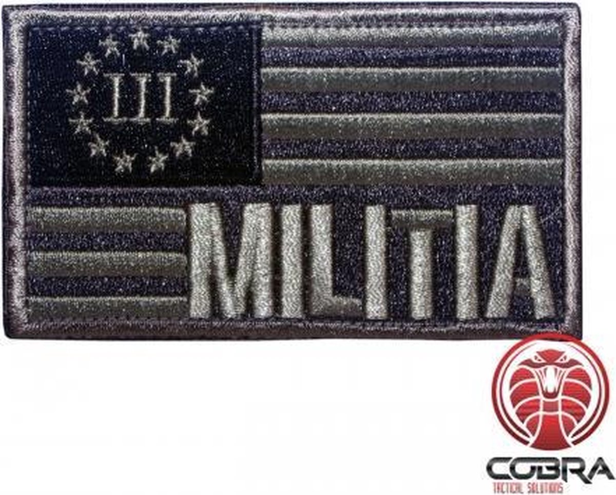 III Militia USA flag Brons Geborduurde motiverende militaire Patch met klittenband