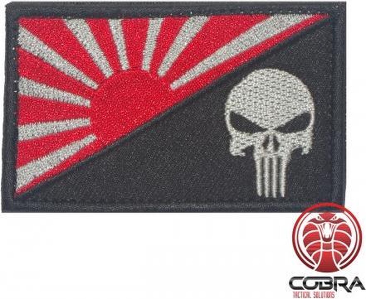 Japanese War Flag Rising Sun witte punisher Geborduurde militaire Patch met klittenband