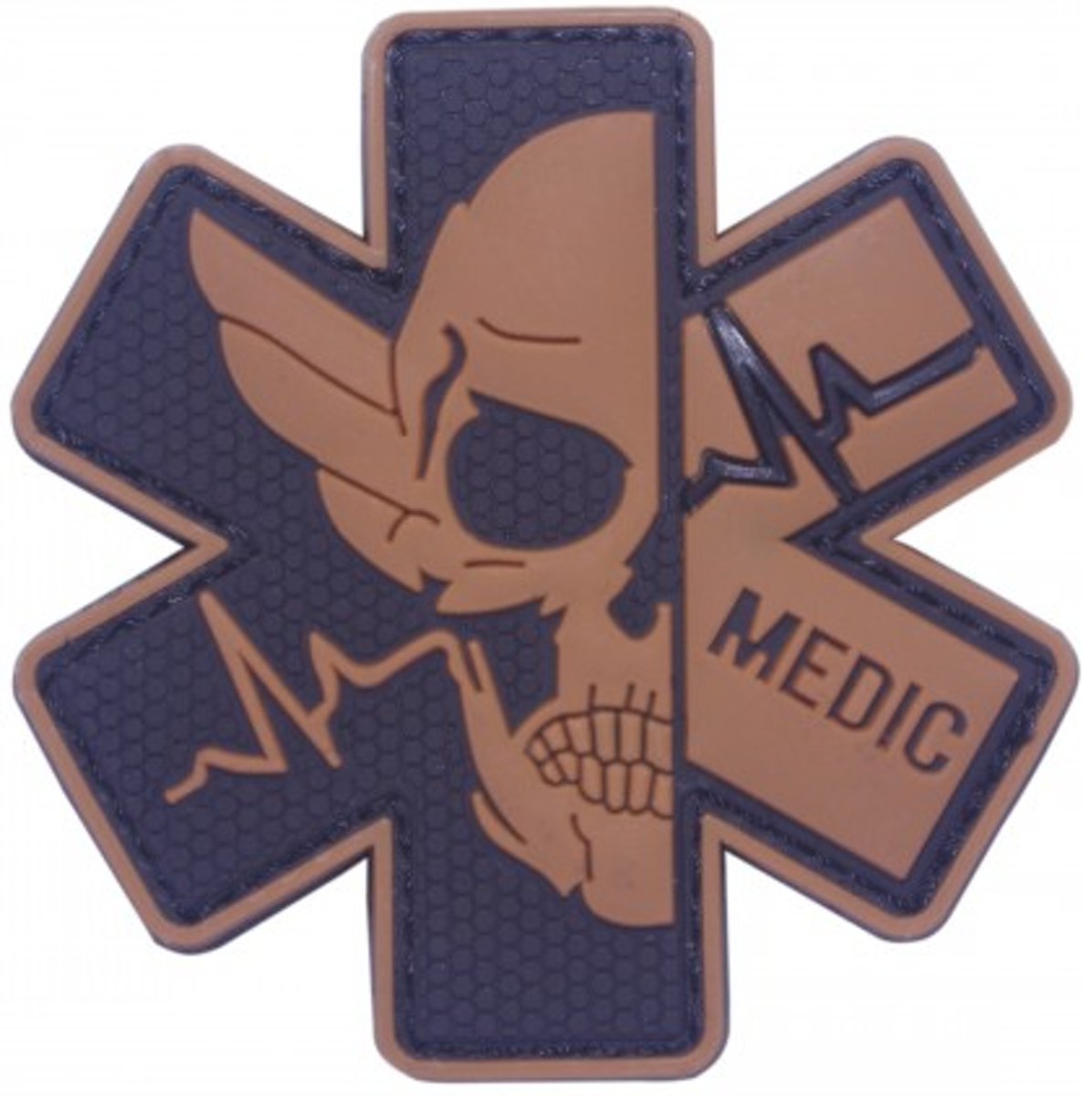 Medical Cross Skull bruine PVC Patch met klittenband