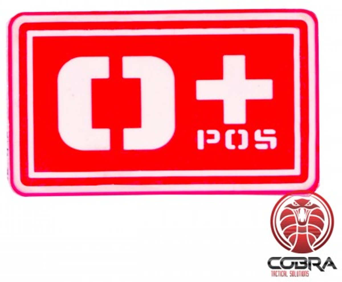 O+ POS blood type 3D PVC Military patch red with velcro