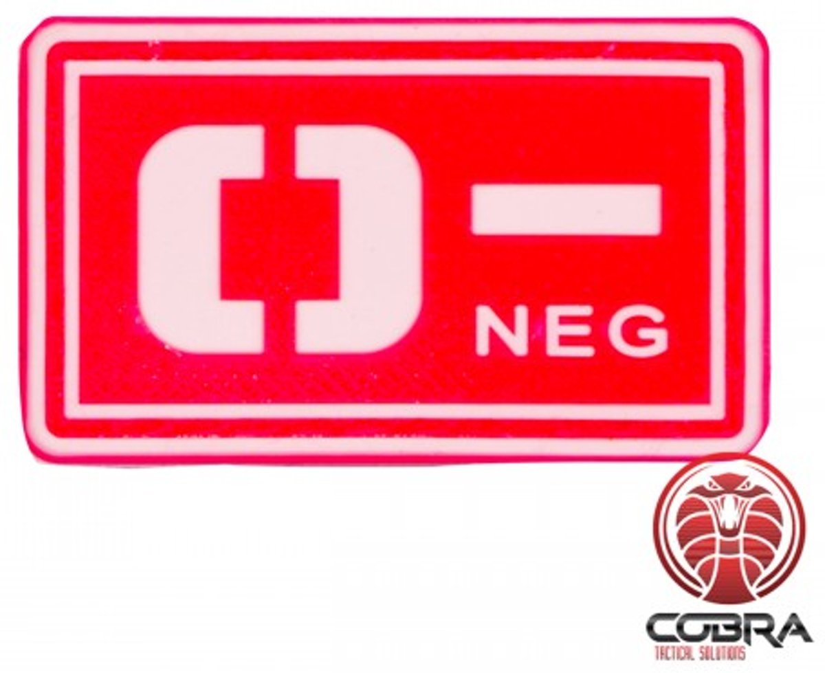 O- NEG bloedgroep PVC Militaire rode patch met velcro