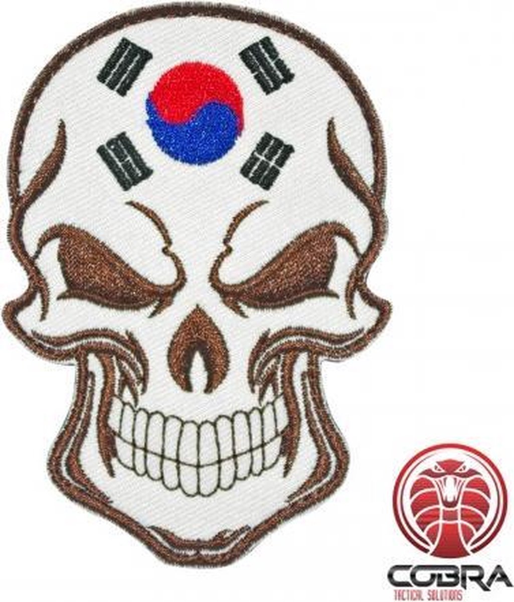 Schedelvlag Republiek Korea Geborduurde militaire Patch met klittenband