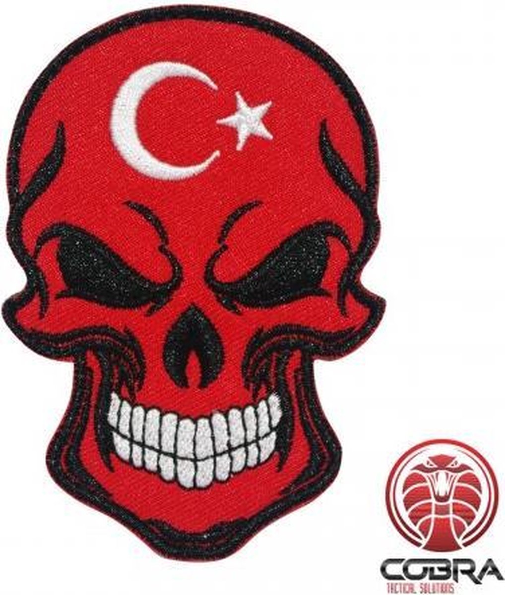 Schedelvlag Republiek Turkije Geborduurde militaire Patch met klittenband