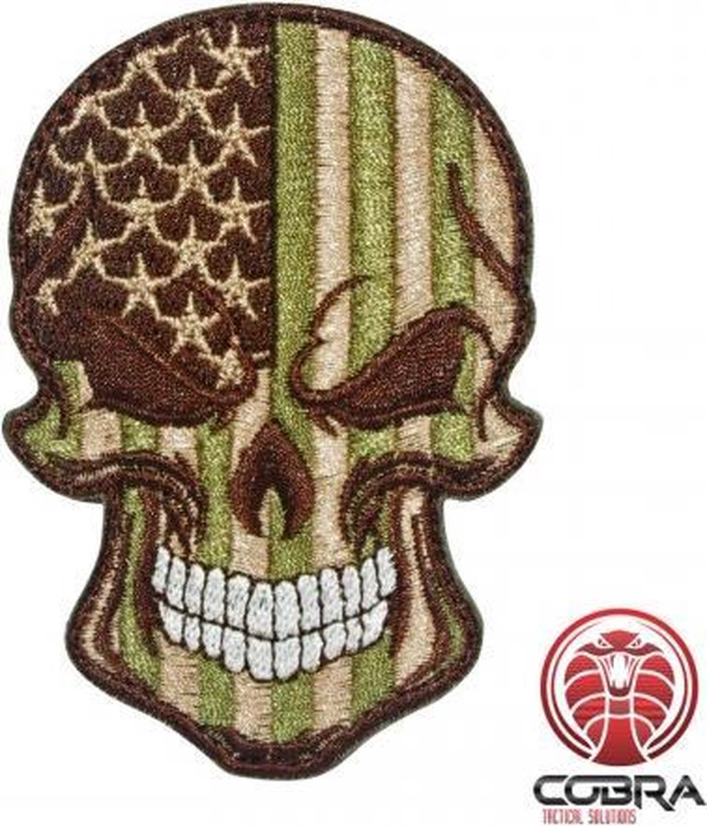 Schedelvlag USA groen Geborduurde militaire Patch met klittenband