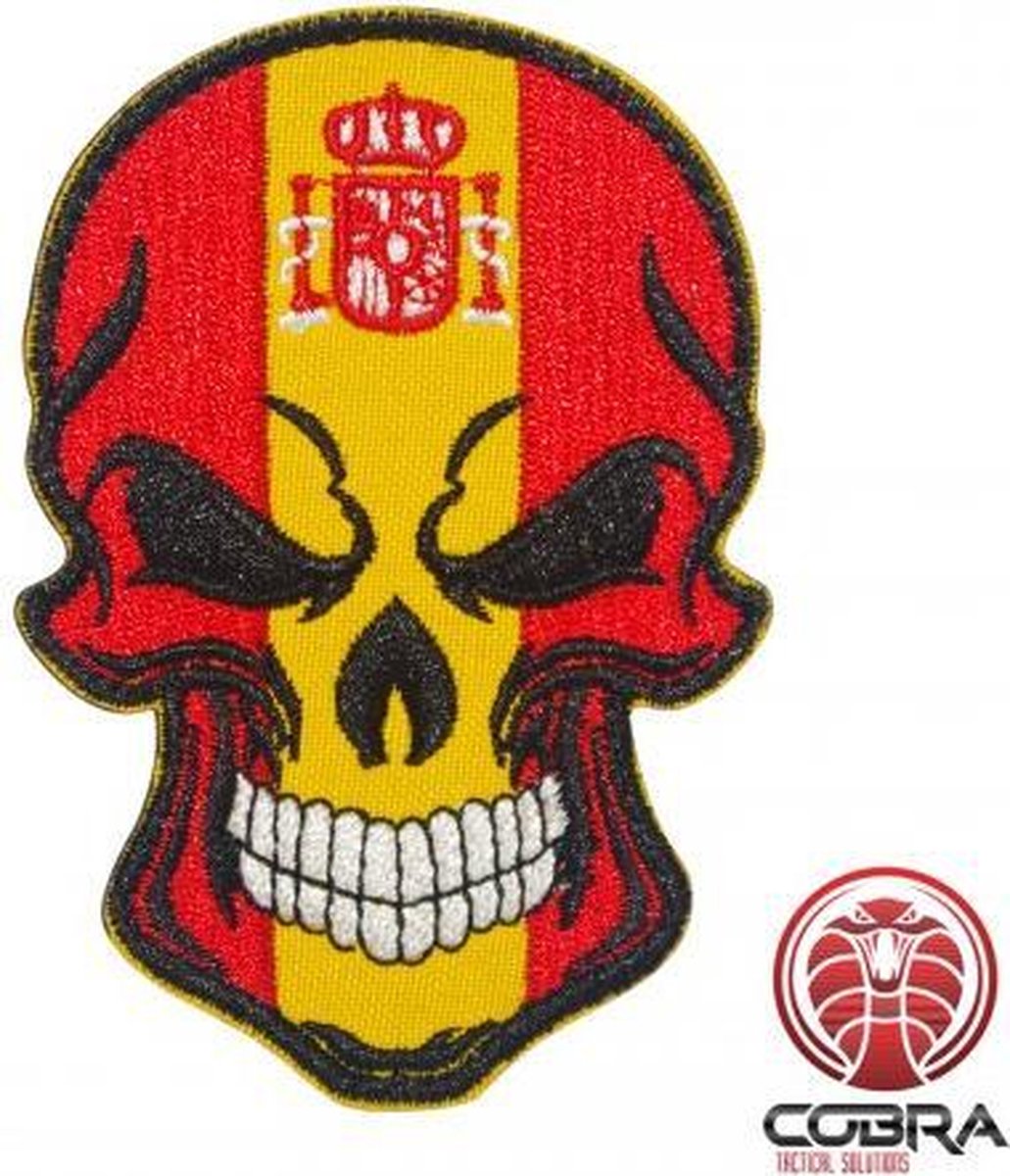 Skull Flag Spanje Geborduurde militaire Patch met klittenband