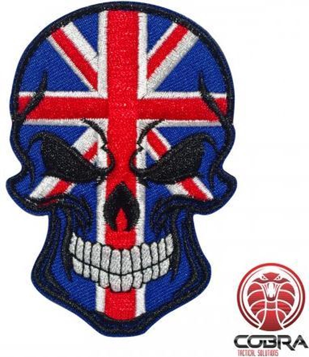 Skull Flag United Kingdom Geborduurde militaire Patch met klittenband