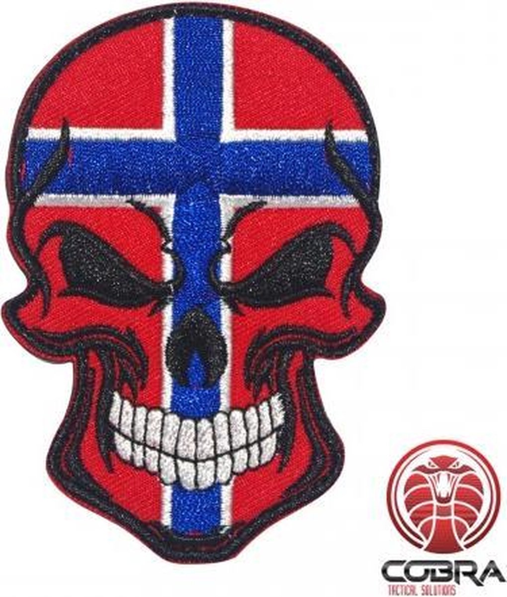 Skull vlag Noorwegen Geborduurde militaire Patch met klittenband