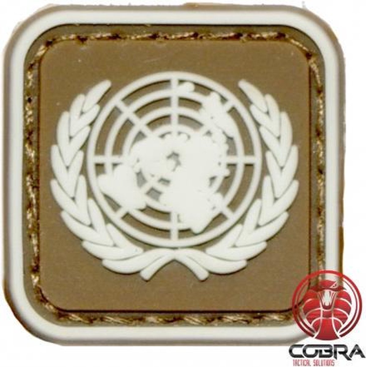 United Nations UN Bruine militaire PVC Patch met klittenband