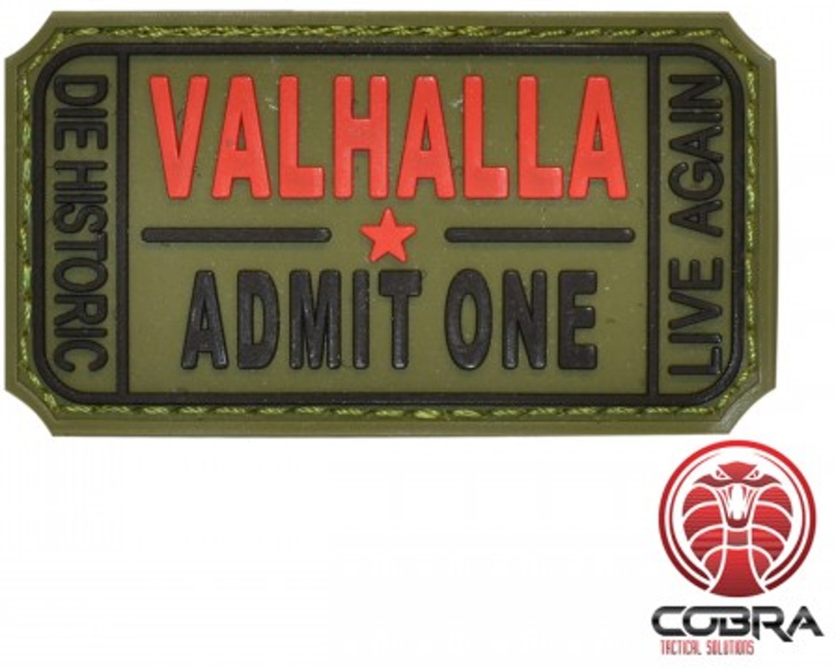 Valhalla Admit One green militaire PVC Patch met klittenband