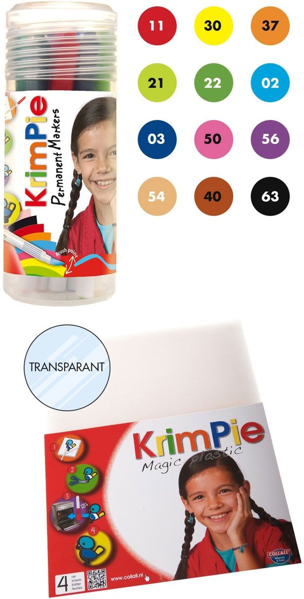 Krimpie Permanent Markers + Krimpie - Magic Plastic - Transparant