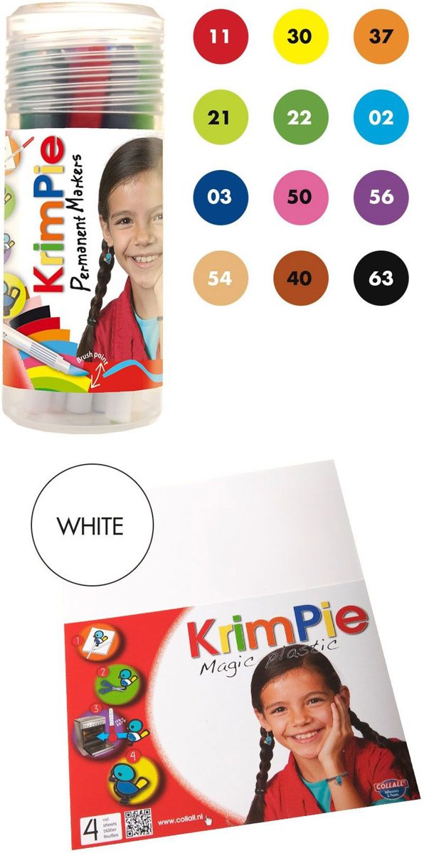 Krimpie Permanent Markers + Krimpie - Magic Plastic – Wit