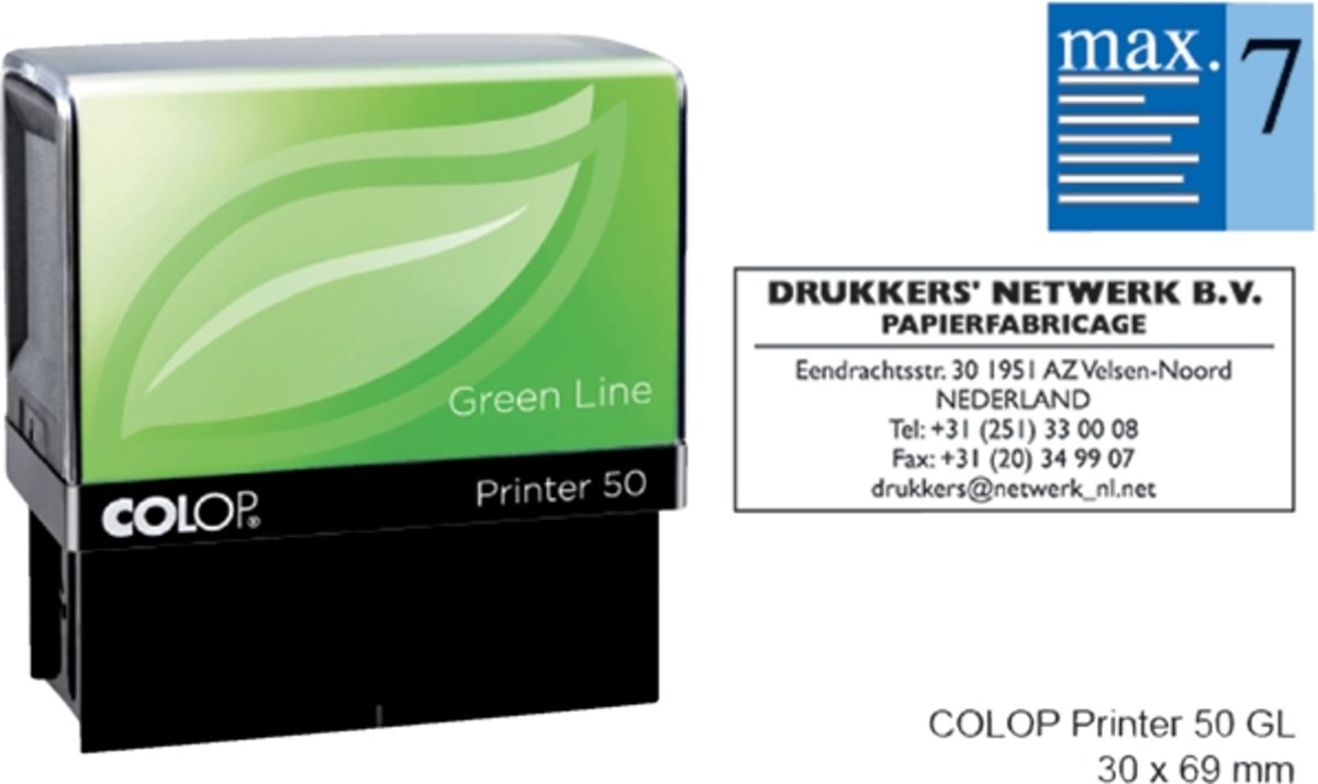 Tekststempel colop 50 green bon 7r 69 x 30 mm