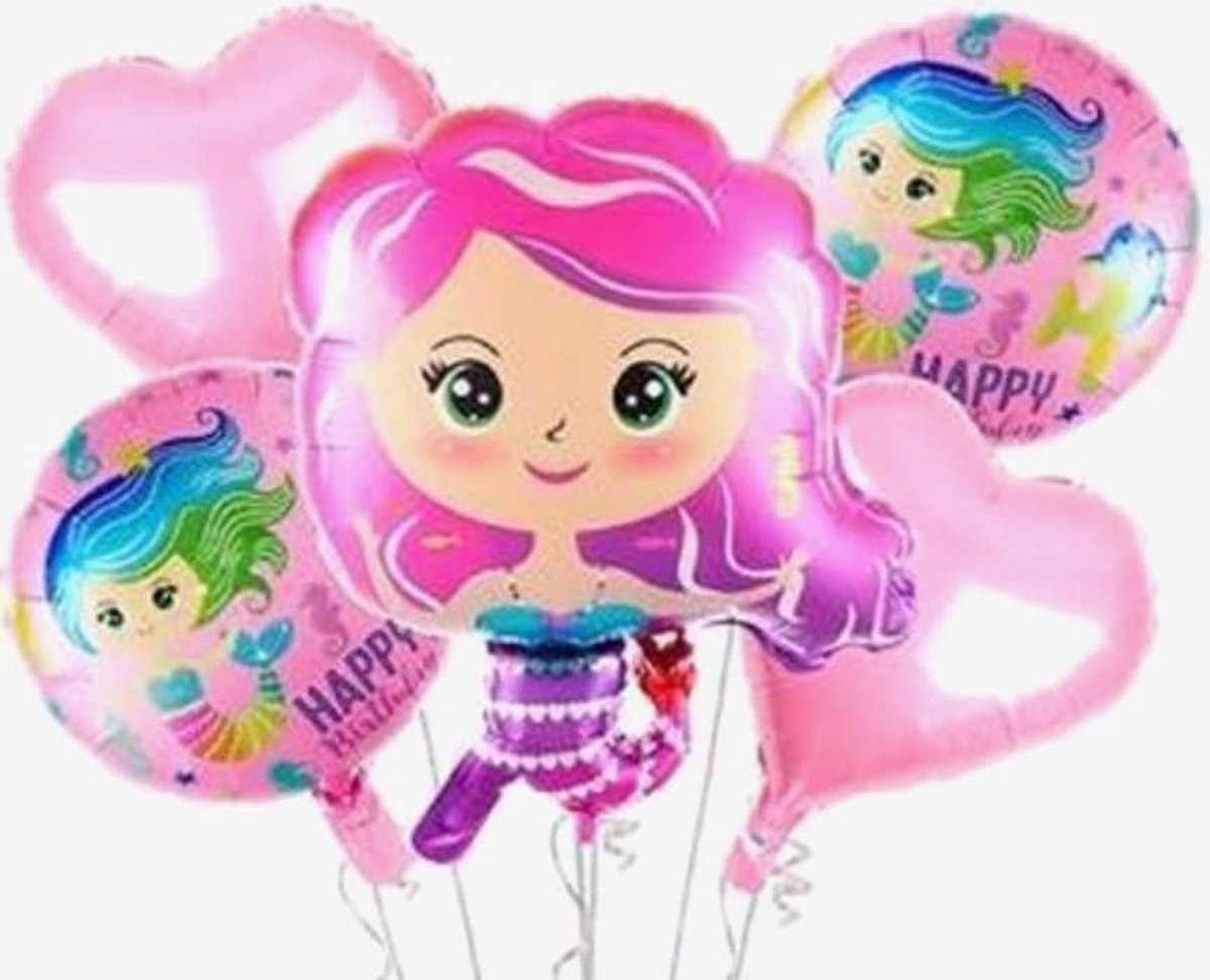 Set van 5 folieballonnen zeemeerminnen