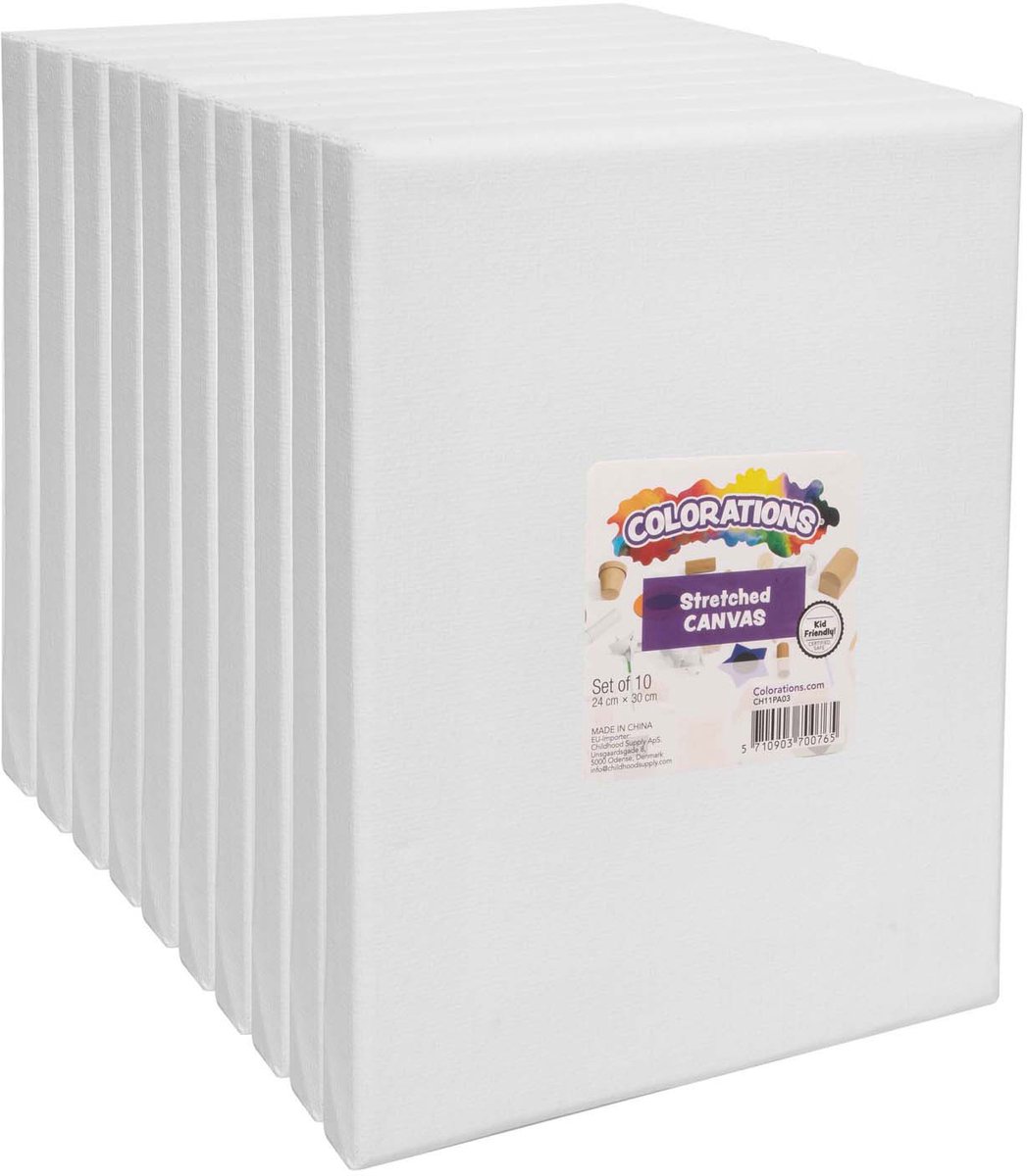 Colorations canvas speelgoed set 24 x 30 cm 10 stuks wit.