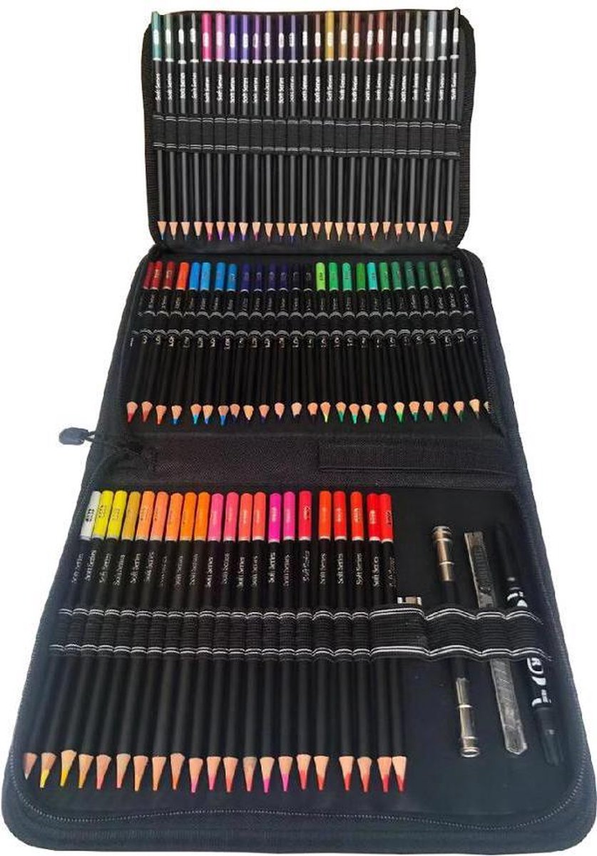 Kleurpotloden set 76 stuks in handige nylon case - Professionele tekenset - Art set - Colore